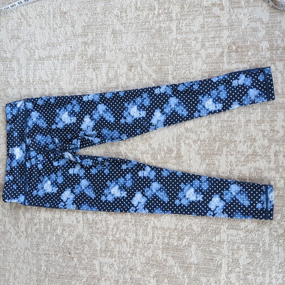 Inner Spirit Polka Dot Yoga Leggings S Blue White Pattern - Picture 6 of 15